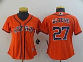 Women Astros 27 Jose Altuve Orange Cool Base Jersey,baseball caps,new era cap wholesale,wholesale hats